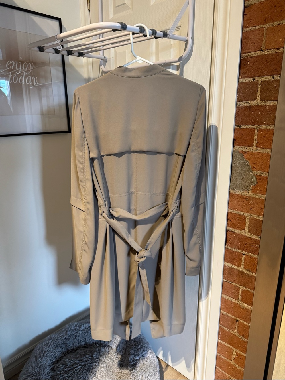 Babaton Taupe Drape-Front Belted Trench Coat - Picture 2 of 3